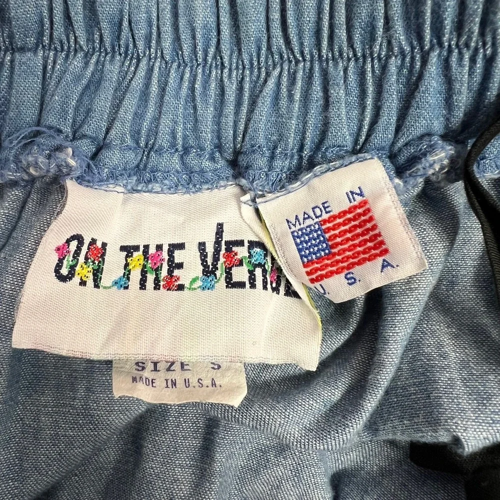Vtg On The Verge Skirt Womens S Chambray Tiered Prairie Beach Cowgirl Boho USA